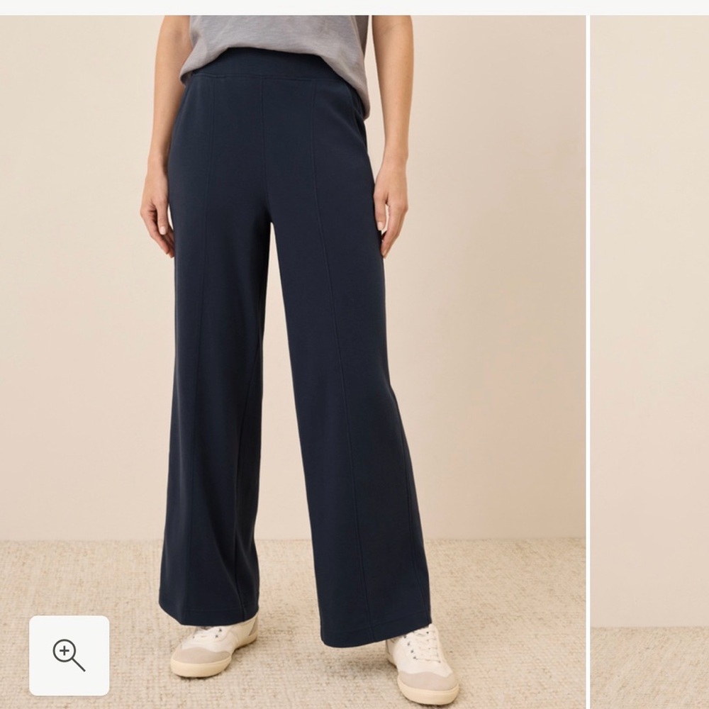 NWT Pact Organic Airplane Pintuck Wide Leg Pants in Midnight Blue